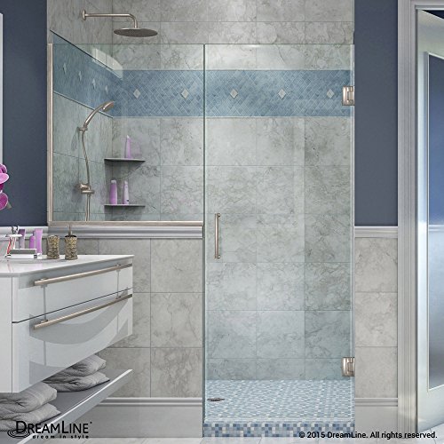 DreamLine Unidoor Plus 57-57 1/2 in. W x 72 in. H Hinged Shower Door with 36 in. Half Panel, Clear Glass, Brushed Nickel