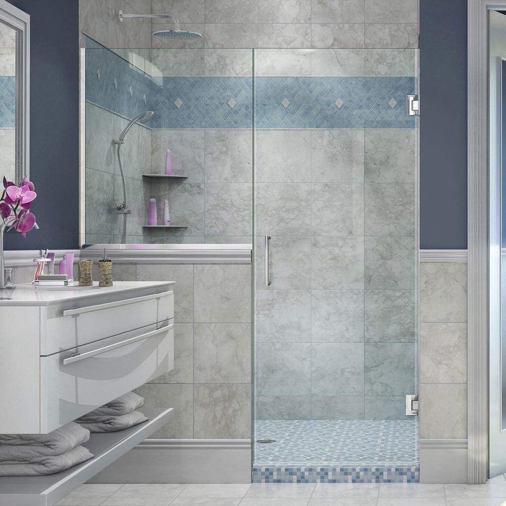 DreamLine Unidoor Plus 60-60 1/2 in. W x 72 in. H Hinged Shower Door with 34 in. Half Panel, Clear Glass, Chrome