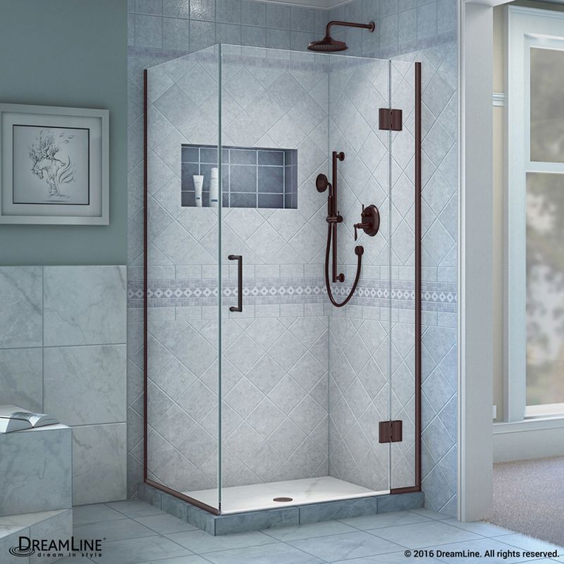 DreamLine Unidoor-X 29 3/8 in. W x 34 in. D x 72 in. H Frameless Hinged Shower Enclosure in Oil Rubbed Bronze