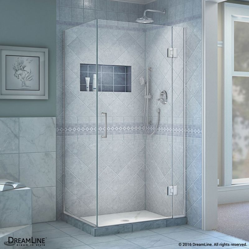 DreamLine Unidoor-X 30 3/8 in. W x 34 in. D x 72 in. H Frameless Hinged Shower Enclosure in Chrome