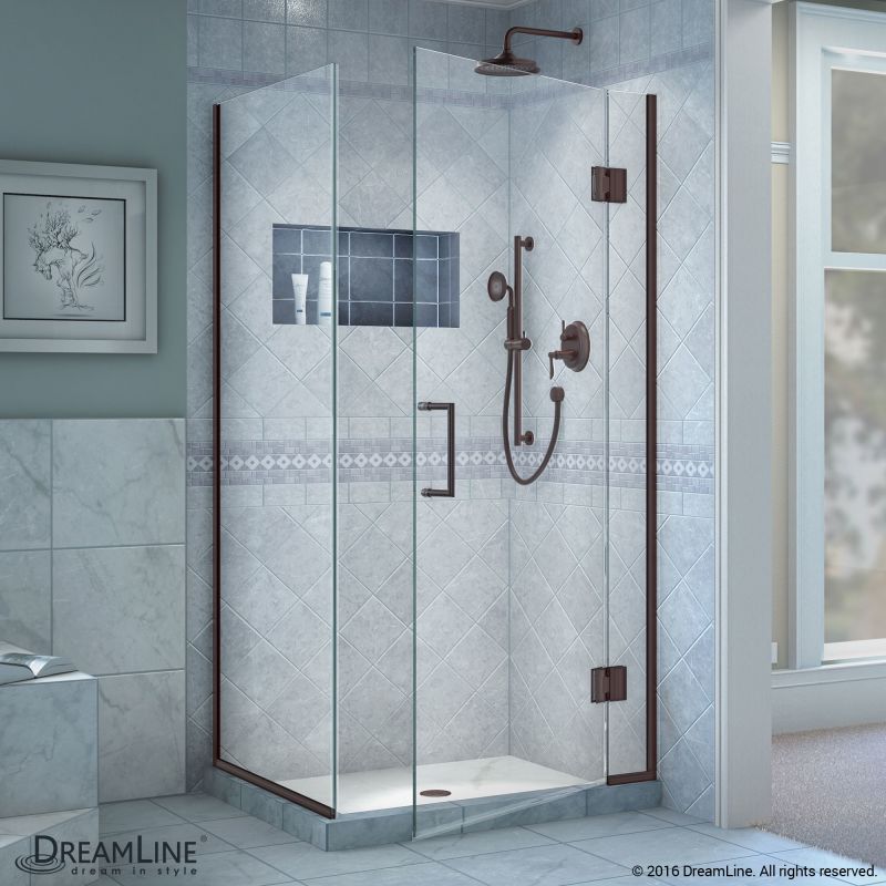 DreamLine Unidoor-X 30 3/8 in. W x 34 in. D x 72 in. H Frameless Hinged Shower Enclosure in Oil Rubbed Bronze