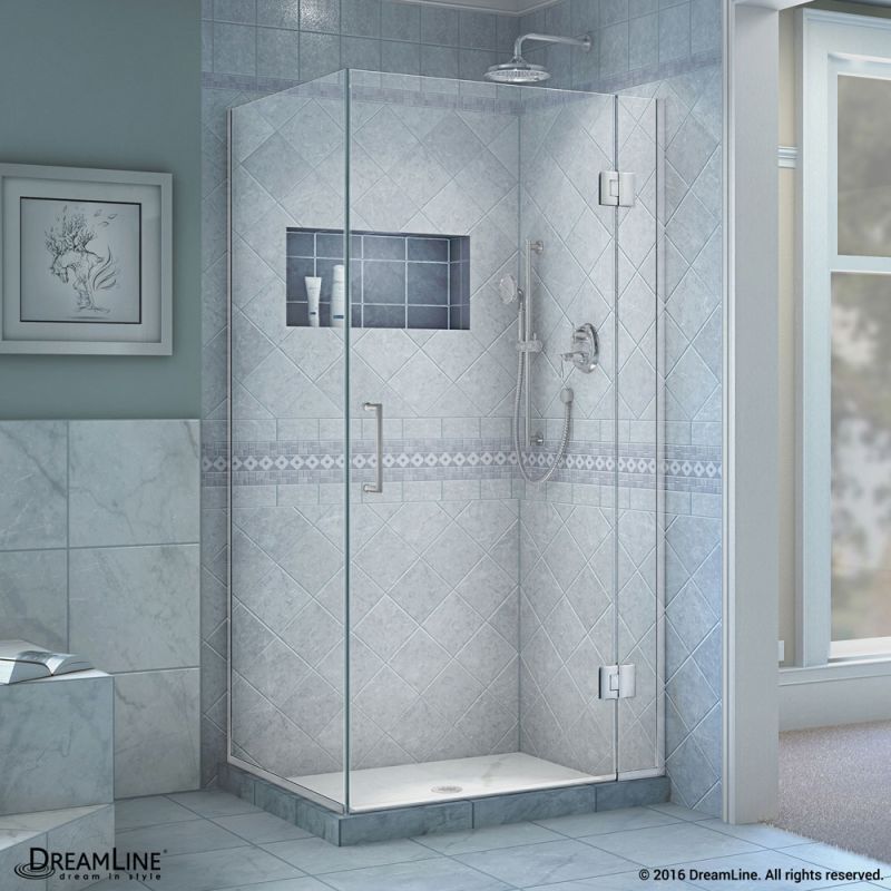 DreamLine Unidoor-X 33 3/8 in. W x 30 in. D x 72 in. H Frameless Hinged Shower Enclosure in Chrome