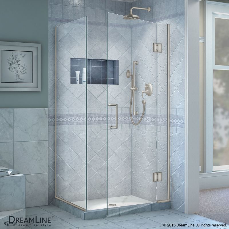 DreamLine Unidoor-X 36 3/8 in. W x 30 in. D x 72 in. H Frameless Hinged Shower Enclosure in Brushed Nickel