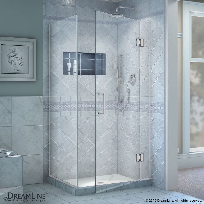 DreamLine Unidoor-X 36 3/8 in. W x 34 in. D x 72 in. H Frameless Hinged Shower Enclosure in Chrome