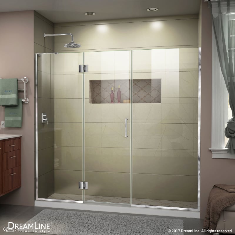 DreamLine Unidoor-X 72-72 1/2 in. W x 72 in. H Frameless Hinged Shower Door in Brushed Nickel