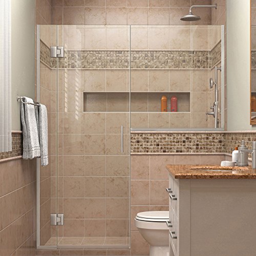 DreamLine Unidoor-X 72-72 1/2 in. W x 72 in. H Frameless Hinged Shower Door in Brushed Nickel