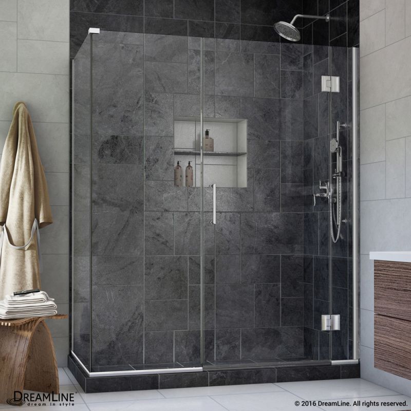 DreamLine Unidoor-X 59 in. W x 30 3/8 in. D x 72 in. H Hinged Shower Enclosure in Chrome