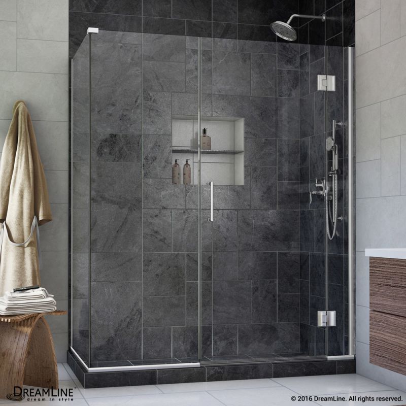 DreamLine Unidoor-X 59 in. W x 34 3/8 in. D x 72 in. H Hinged Shower Enclosure in Chrome