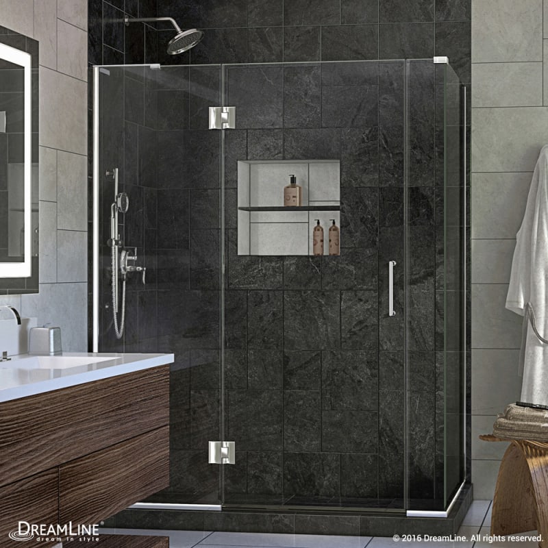 DreamLine Unidoor-X 57 in. W x 30 3/8 in. D x 72 in. H Frameless Hinged Shower Enclosure in Chrome