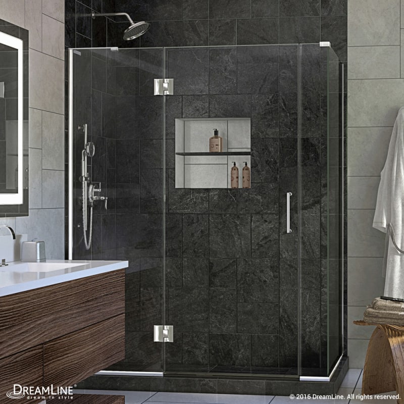 DreamLine Unidoor-X 58 in. W x 30 3/8 in. D x 72 in. H Frameless Hinged Shower Enclosure in Chrome