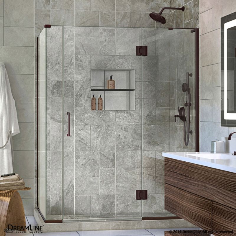 DreamLine Unidoor-X 57 in. W x 34 3/8 in. D x 72 in. H Frameless Hinged Shower Enclosure in Oil Rubbed Bronze
