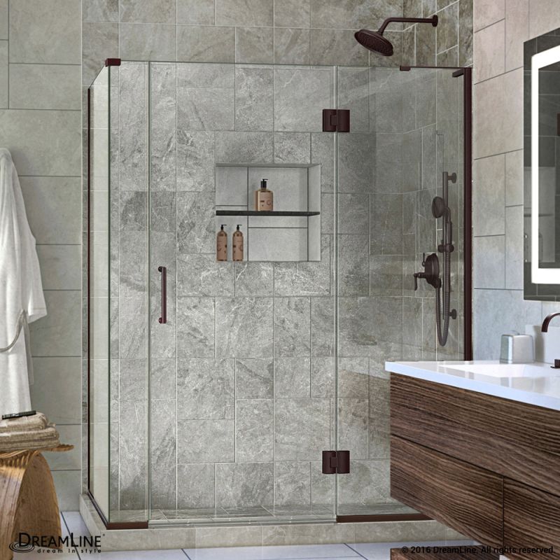 DreamLine Unidoor-X 60 in. W x 30 3/8 in. D x 72 in. H Frameless Hinged Shower Enclosure in Oil Rubbed Bronze