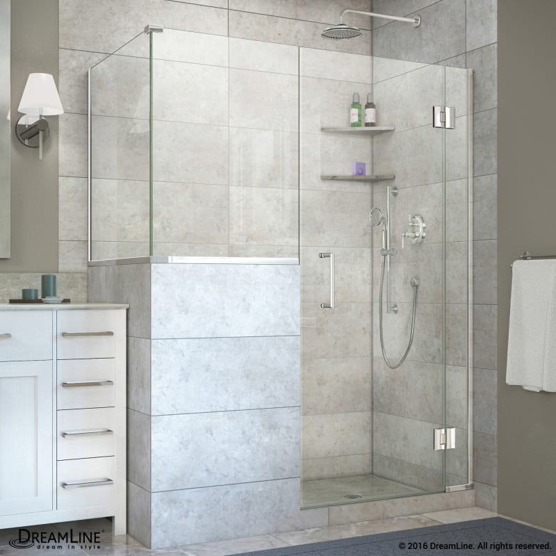 DreamLine Unidoor-X 60 in. W x 36 3/8 in. D x 72 in. H Frameless Hinged Shower Enclosure in Chrome