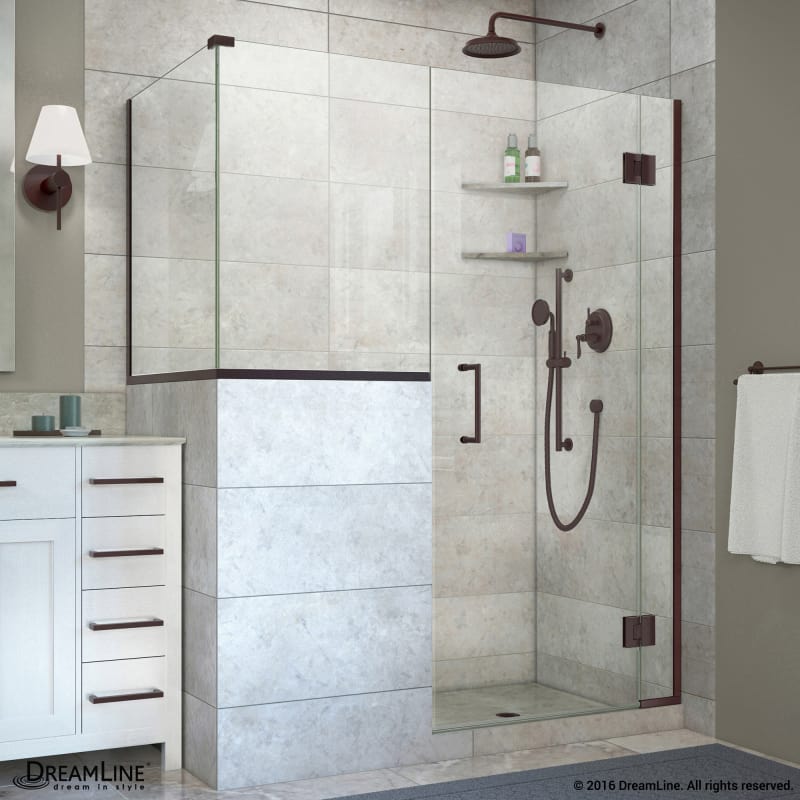 DreamLine Unidoor-X 58 in. W x 36 3/8 in. D x 72 in. H Frameless Hinged Shower Enclosure in Oil Rubbed Bronze