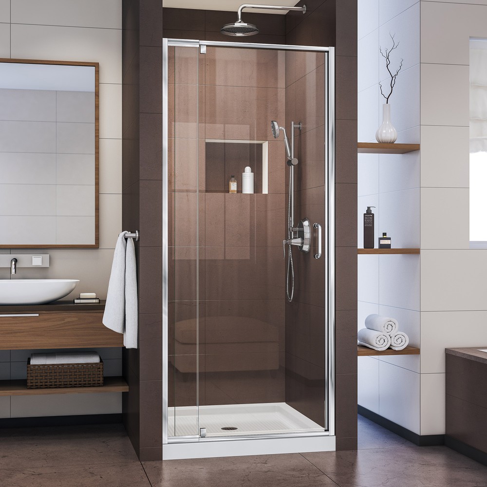 DreamLine Flex 44-48 in. W x 72 in. H Semi-Frameless Pivot Shower Door in Chrome