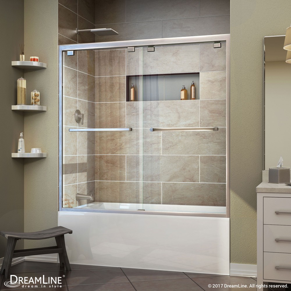 DreamLine Encore 56-60 in. W x 58 in. H Semi-Frameless Bypass Tub Door in Chrome