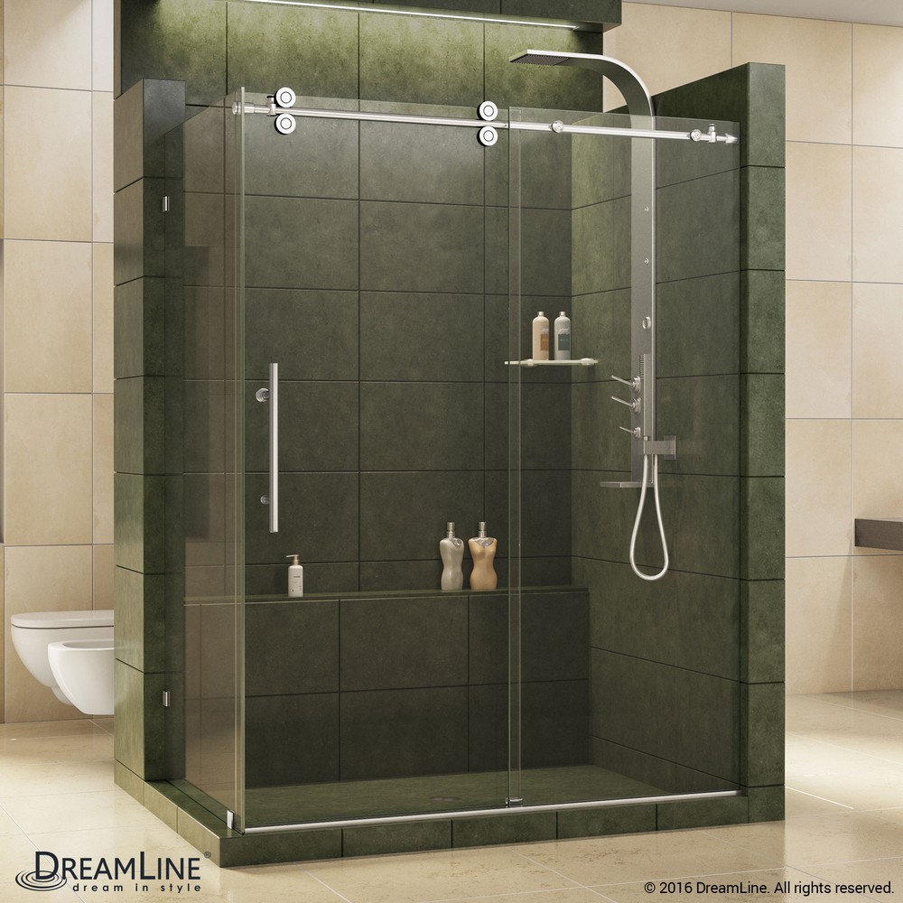 DreamLine Encore 56-60 in. W x 76 in. H Semi-Frameless Bypass Shower Door in Chrome