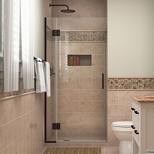 DreamLine Unidoor-X 30 in. W x 72 in. H Frameless Hinged Shower Door in Oil Rubbed Bronze