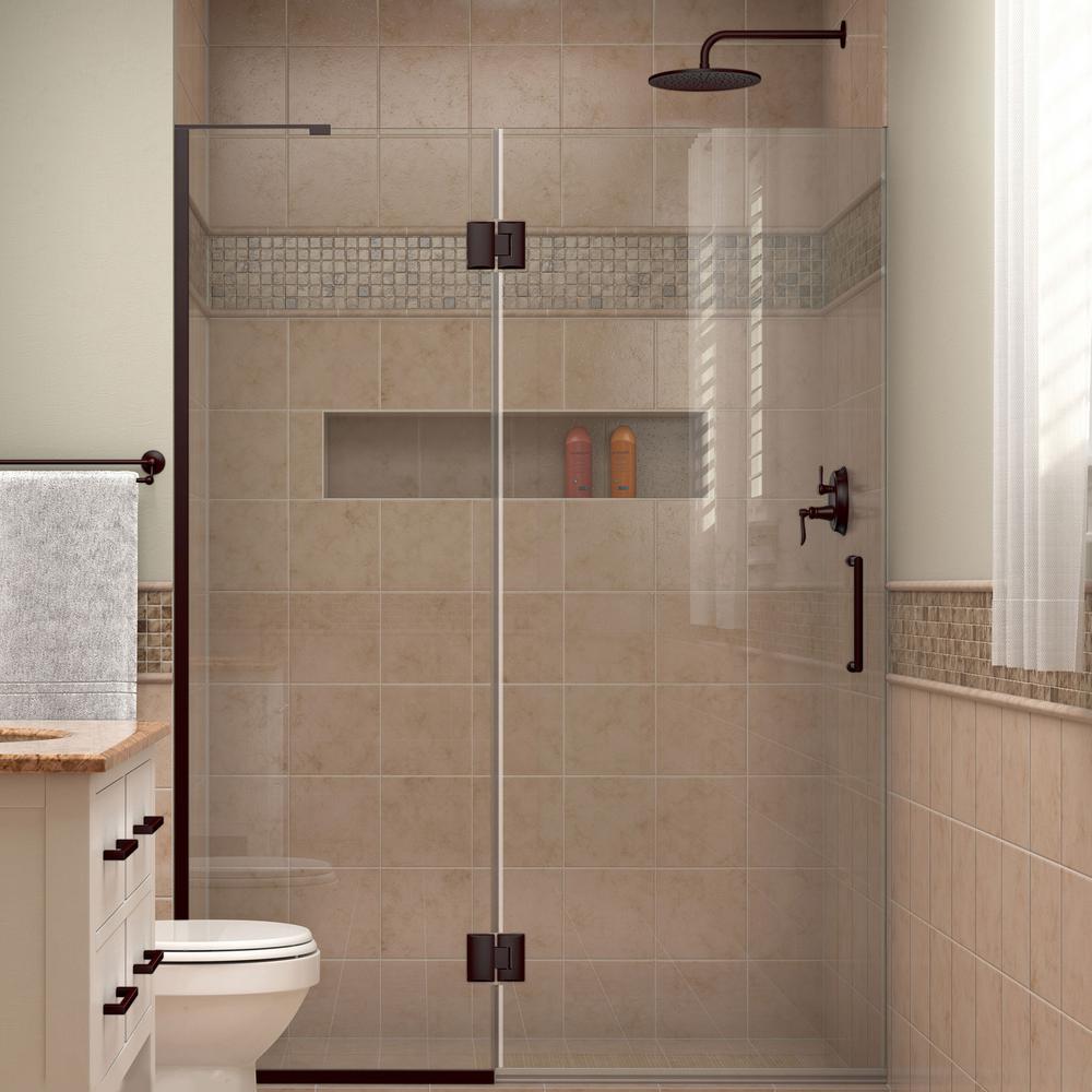 DreamLine Unidoor-X 51 in. W x 72 in. H Frameless Hinged Shower Door in Oil Rubbed Bronze