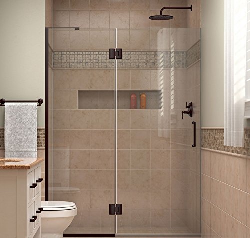 DreamLine Unidoor-X 54 in. W x 72 in. H Frameless Hinged Shower Door in Oil Rubbed Bronze