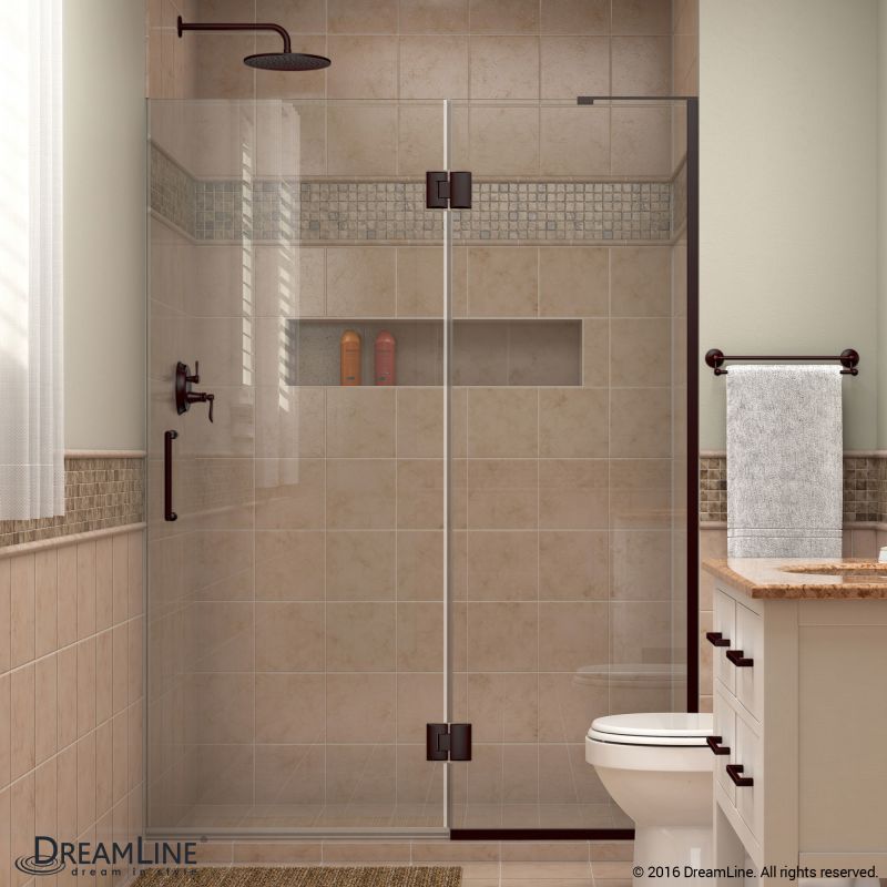 DreamLine Unidoor-X 47 in. W x 72 in. H Frameless Hinged Shower Door in Oil Rubbed Bronze