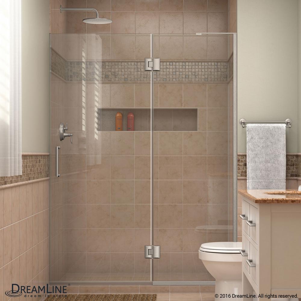 DreamLine Unidoor-X 48 in. W x 72 in. H Frameless Hinged Shower Door in Brushed Nickel