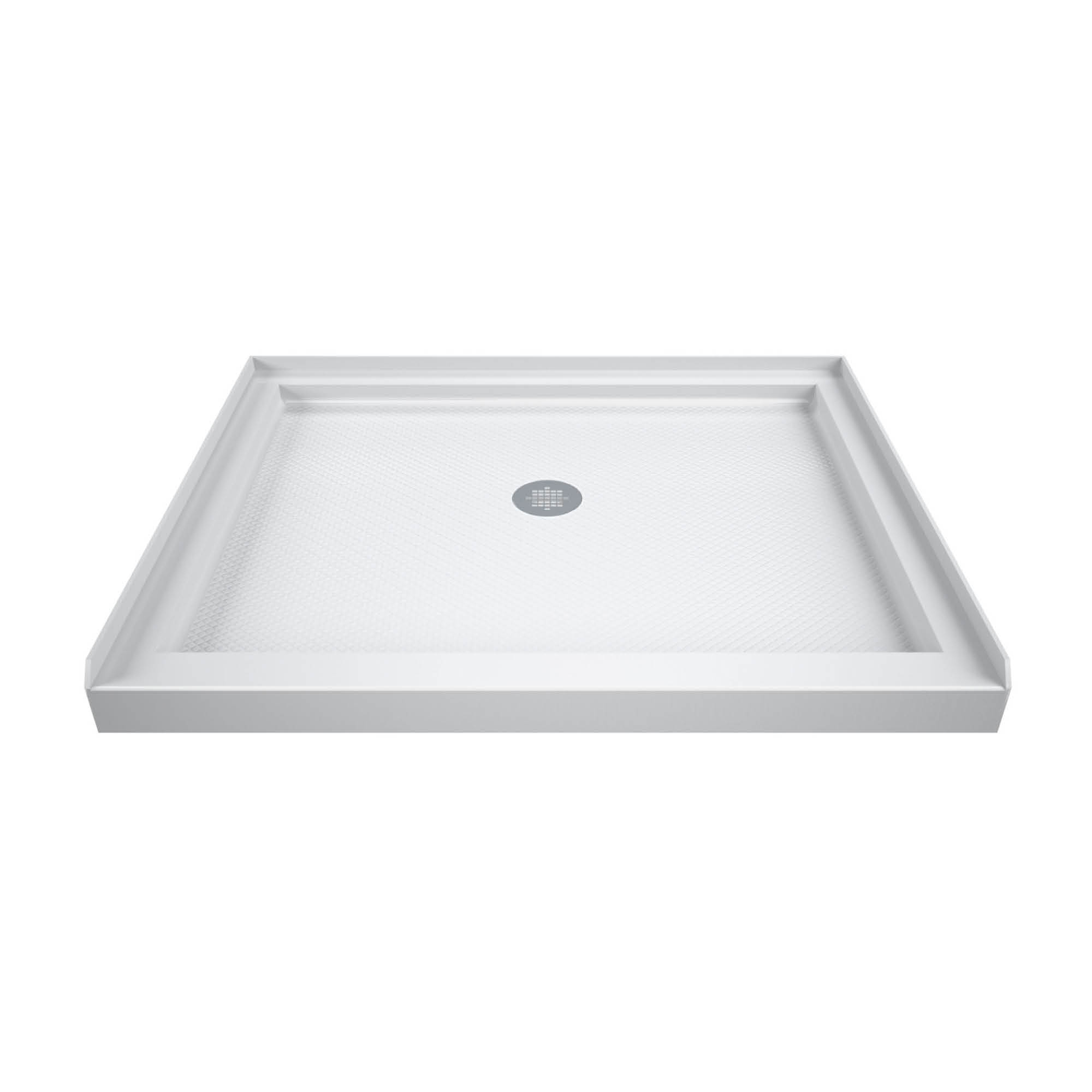 DreamLine SlimLine 36 in. D x 36 in. W x 2 3/4 in. H Corner Drain Double Threshold Shower Base in Black