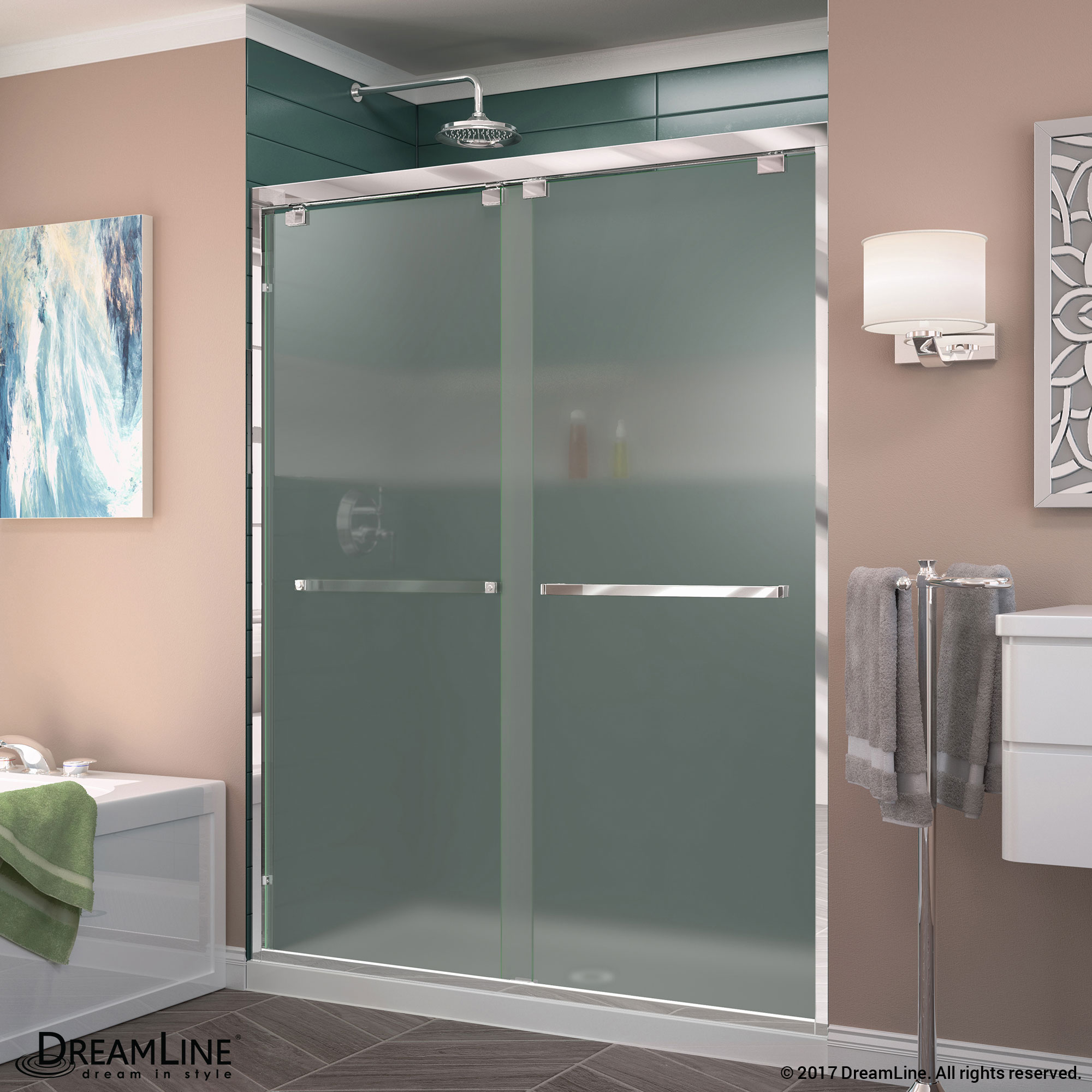 DreamLine Encore 50-54 in. W x 76 in. H Semi-Frameless Bypass Shower Door in Oil Rubbed Bronze