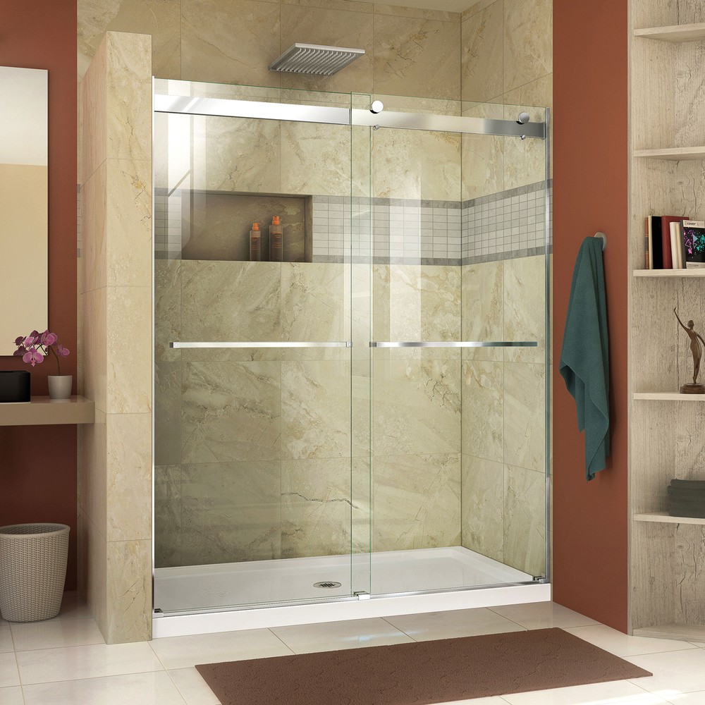 DreamLine Essence 56-60 in. W x 60 in. H Frameless Bypass Tub Door in Chrome