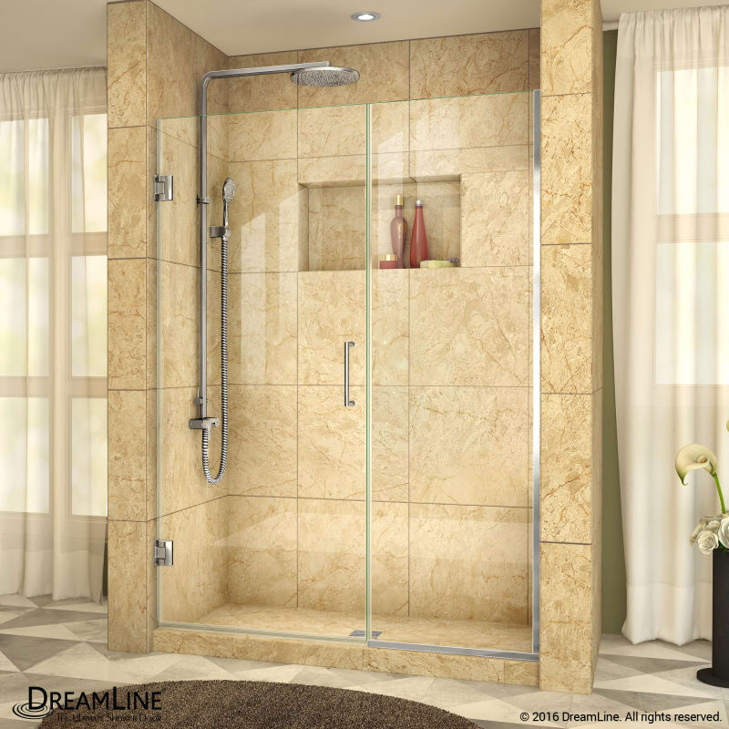 DreamLine Unidoor Plus 50-50 1/2 in. W x 72 in. H Frameless Hinged Shower Door, Clear Glass, Satin Black