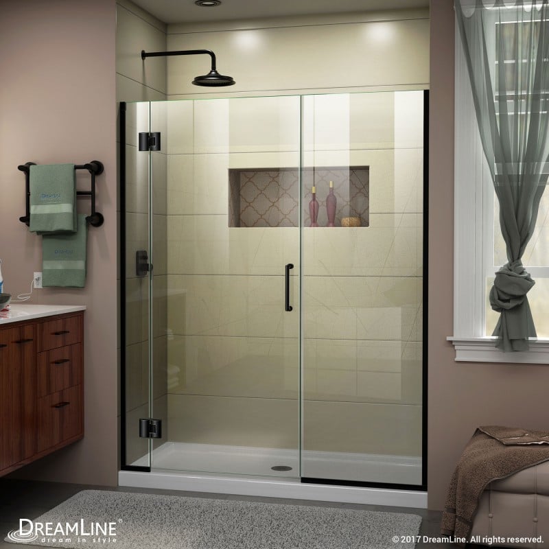 DreamLine Unidoor-X 45-45 1/2 in. W x 72 in. H Frameless Hinged Shower Door in Satin Black
