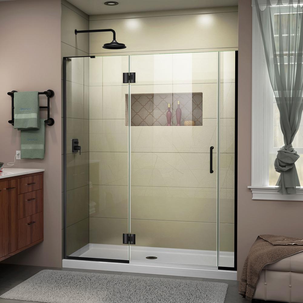 DreamLine Unidoor-X 67-67 1/2 in. W x 72 in. H Frameless Hinged Shower Door in Satin Black