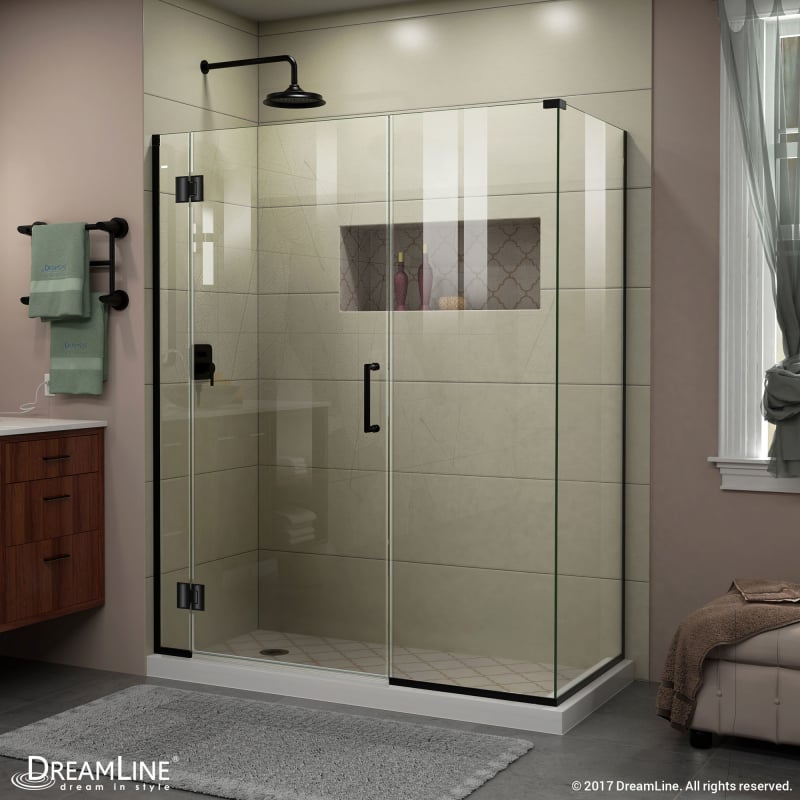 DreamLine Unidoor-X 45 in. W x 34 3/8 in. D x 72 in. H Frameless Hinged Shower Enclosure in Satin Black