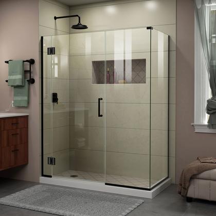 DreamLine Unidoor-X 58 1/2 in. W x 30 3/8 in. D x 72 in. H Hinged Shower Enclosure in Satin Black