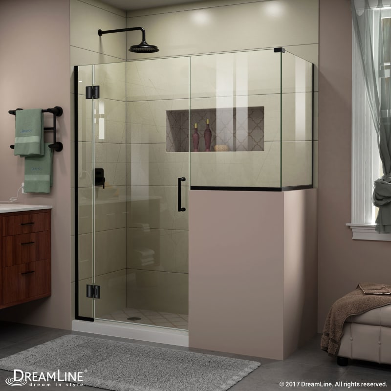 DreamLine Unidoor-X 59 in. W x 30 3/8 in. D x 72 in. H Frameless Hinged Shower Enclosure in Satin Black