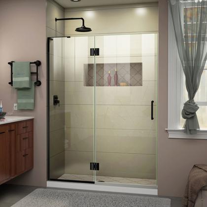 DreamLine Unidoor-X 51 in. W x 72 in. H Frameless Hinged Shower Door in Satin Black