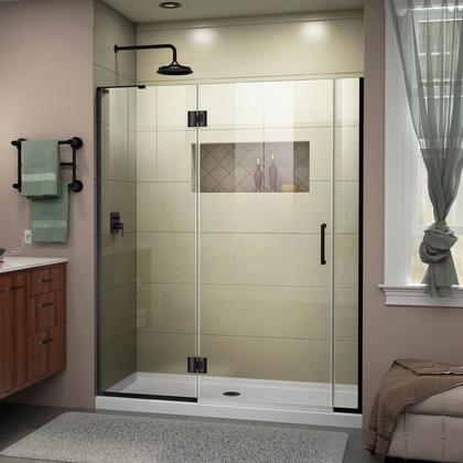 DreamLine Unidoor-X 54-54 1/2 in. W x 72 in. H Frameless Hinged Shower Door in Satin Black