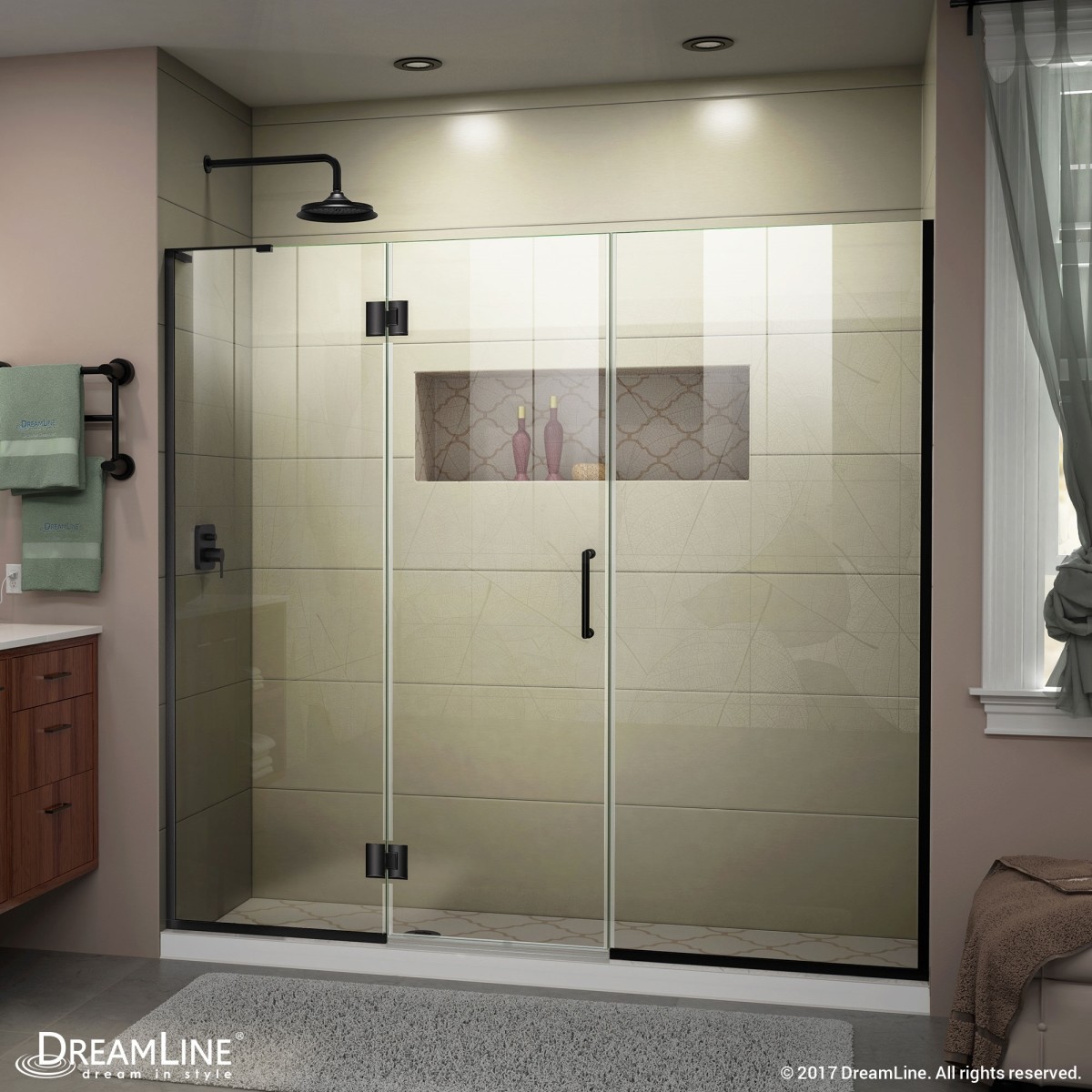 DreamLine Unidoor-X 63-63 1/2 in. W x 72 in. H Frameless Hinged Shower Door in Satin Black