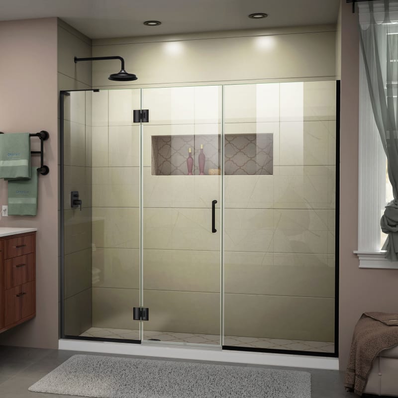 DreamLine Unidoor-X 65-65 1/2 in. W x 72 in. H Frameless Hinged Shower Door in Satin Black