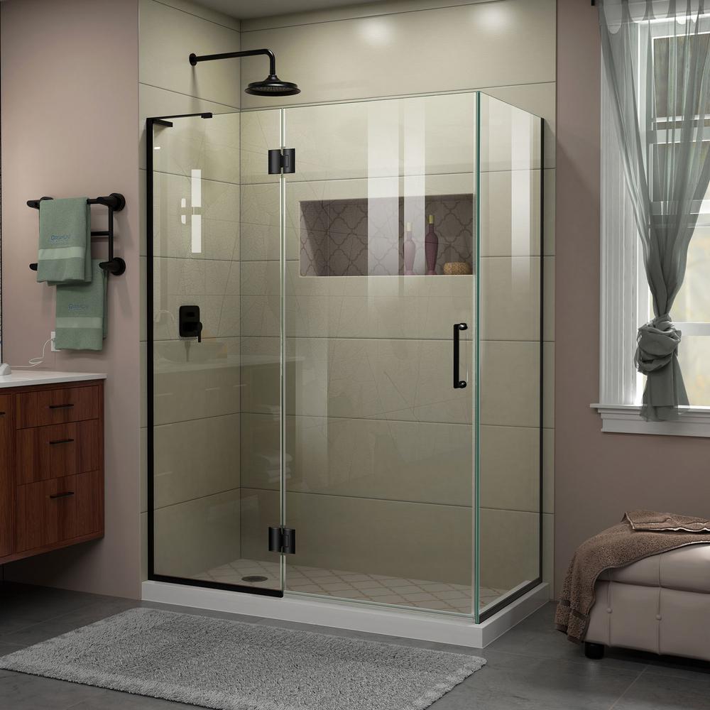 DreamLine Unidoor-X 48 3/8 in. W x 34 in. D x 72 in. H Frameless Hinged Shower Enclosure in Satin Black