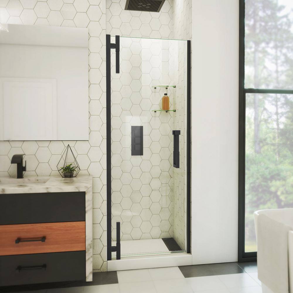 DreamLine Ascend 29 1/4-30 in. W x 72 in. H Frameless Pivot Shower Door in Satin Black