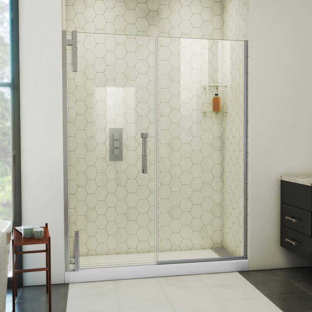 DreamLine Ascend 56 1/2-57 1/2 in. W x 72 in. H Frameless Pivot Shower Door in Brushed Nickel