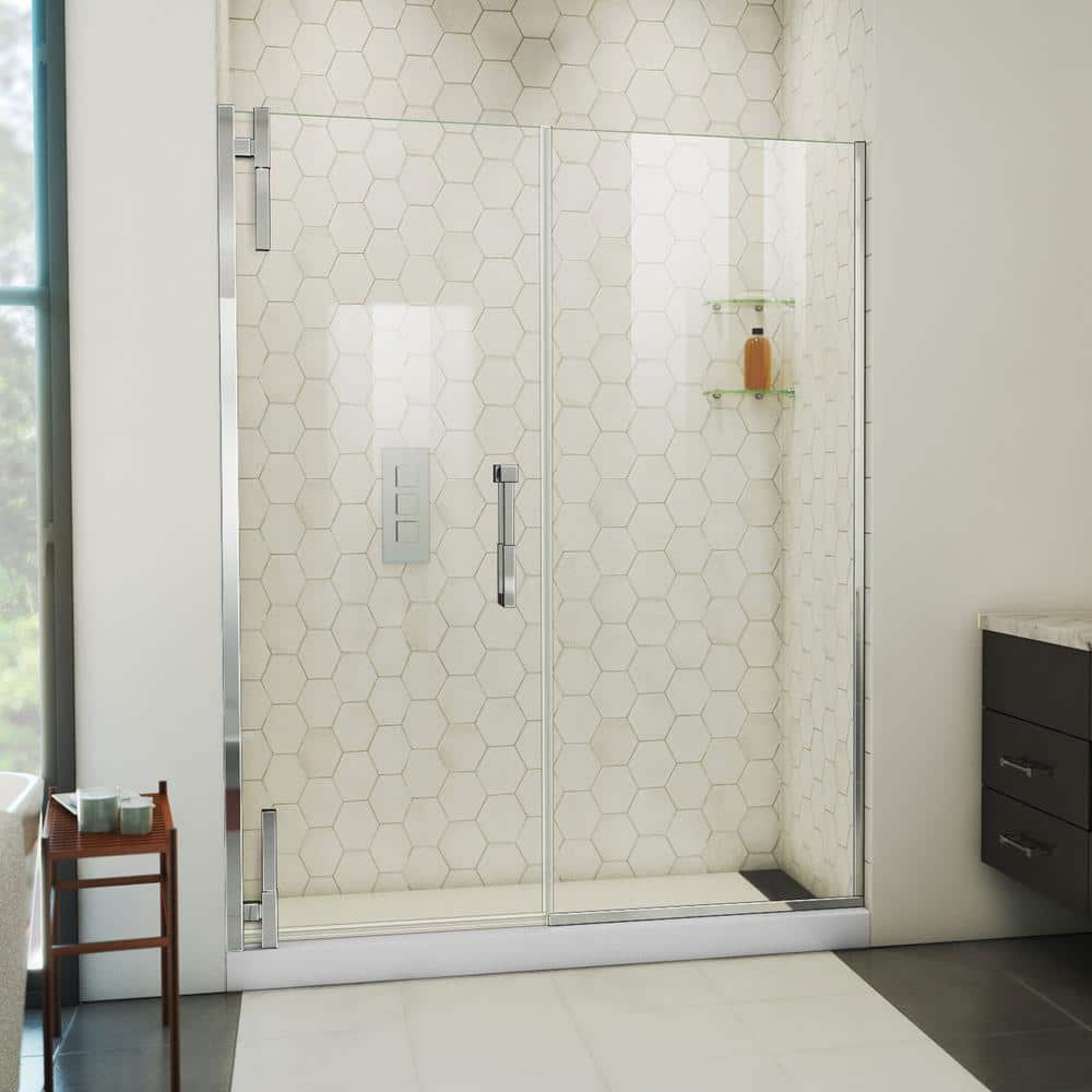 DreamLine Ascend 56-57 in. W x 72 in. H Frameless Pivot Shower Door in Chrome