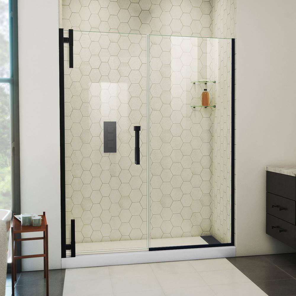 DreamLine Ascend 56 1/2-57 1/2 in. W x 72 in. H Frameless Pivot Shower Door in Satin Black