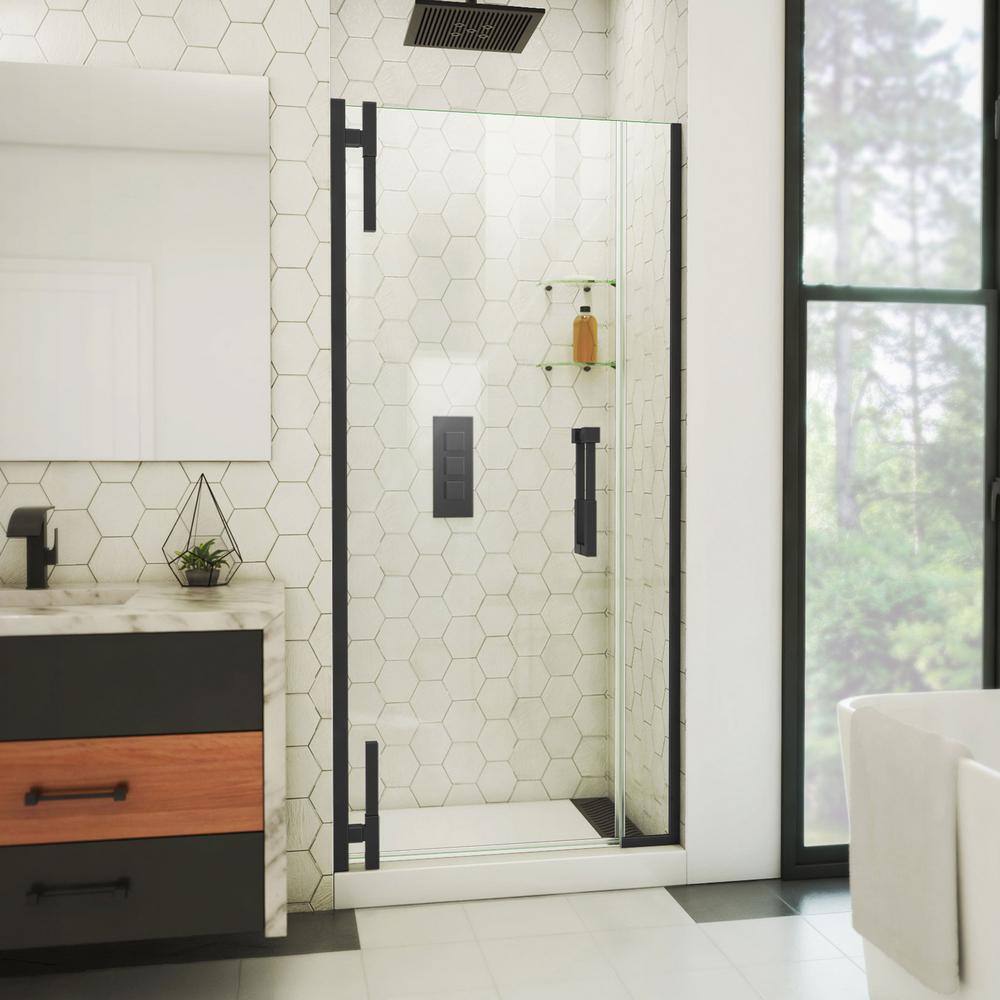 DreamLine Ascend 34-35 in. W x 72 in. H Frameless Pivot Shower Door in Satin Black