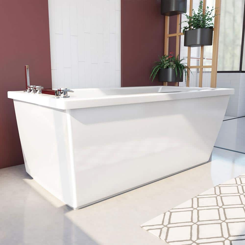 DreamLine Levantine 60 in. W x 32 in. D Acrylic Freestanding Bathtub in White
