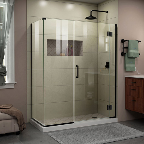 DreamLine Unidoor-X 51 1/2 in. W x 30 3/8 in. D x 72 in. H Frameless Hinged Shower Enclosure in Satin Black