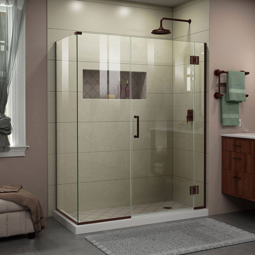 DreamLine Unidoor-X 52 in. W x 34 3/8 in. D x 72 in. H Frameless Hinged Shower Enclosure in Oil Rubbed Bronze