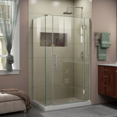 DreamLine Unidoor-X 39 1/2 in. W x 30 3/8 in. D x 72 in. H Frameless Hinged Shower Enclosure in Brushed Nickel