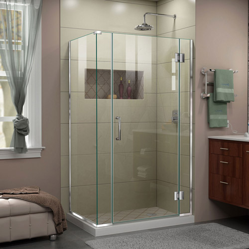 DreamLine Unidoor-X 39 1/2 in. W x 34 3/8 in. D x 72 in. H Frameless Hinged Shower Enclosure in Chrome